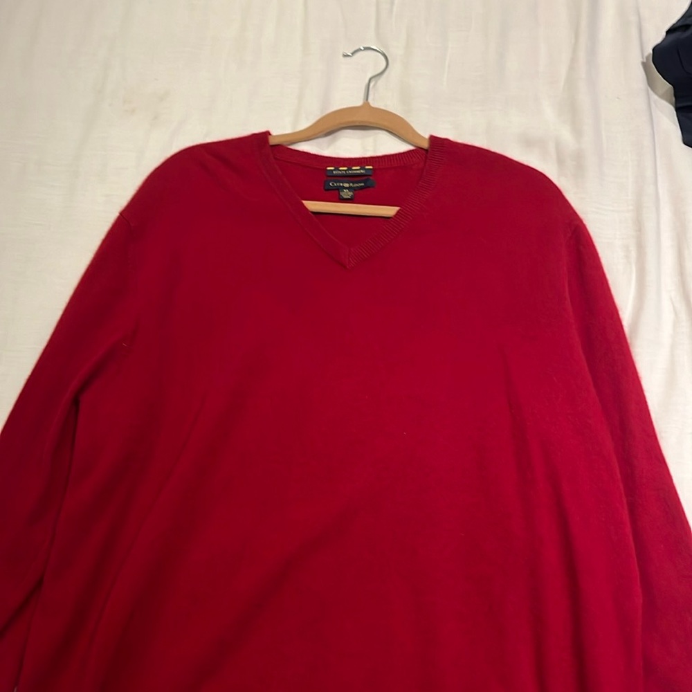 Club room xl estate cashmere red v neck sweater